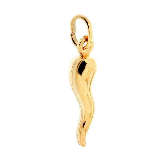 Ciondolo Portafortuna Corno mm 26 in ARGENTO 925 Galvanica Oro