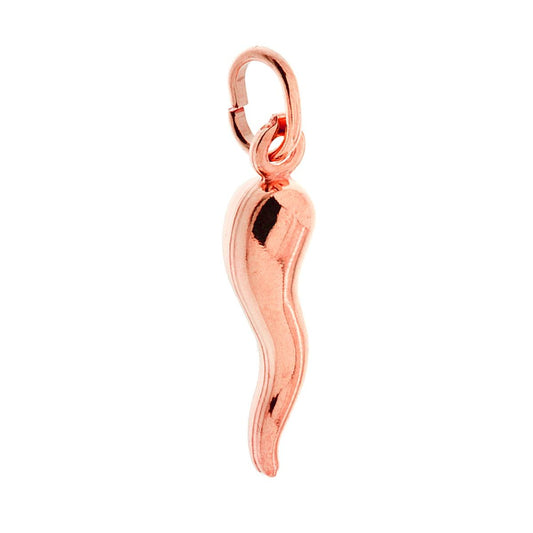 Ciondolo Portafortuna Corno mm 26 in ARGENTO 925 Galvanica Rosa