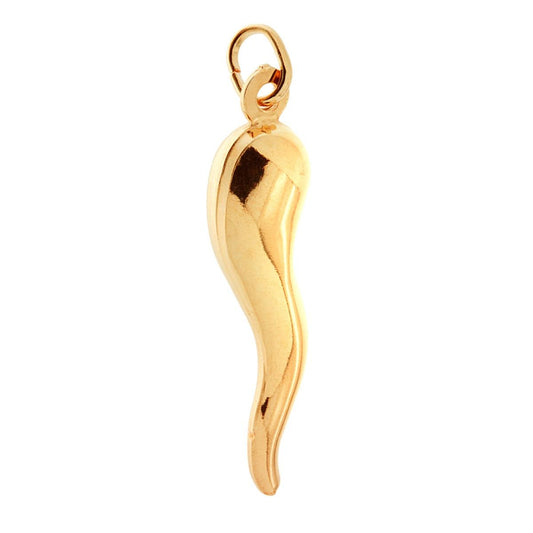 Ciondolo Portafortuna Corno mm 42 in ARGENTO 925 Galvanica Oro