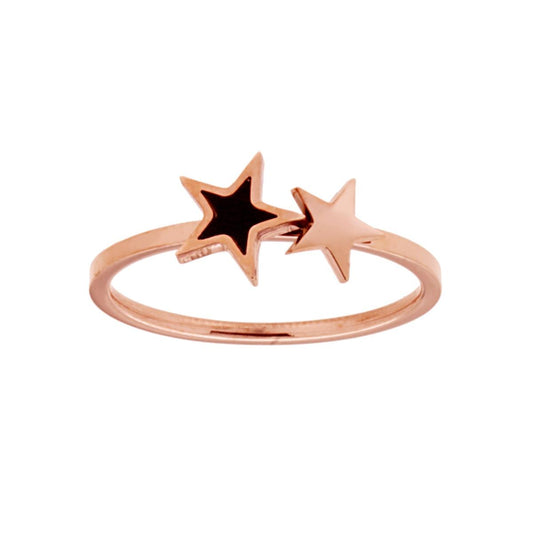 Anello con Stelle Galvanica Rosa in ACCIAIO