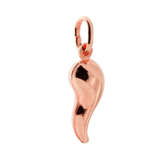 Ciondolo Portafortuna Corno mm 21 in ARGENTO 925 Galvanica Rosa<BR>