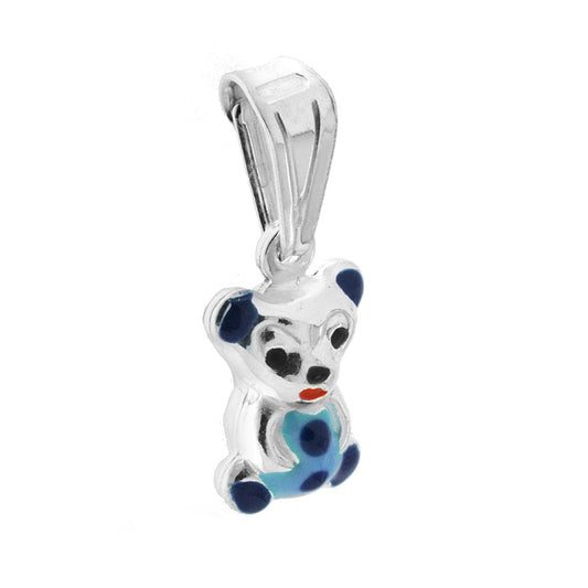 Ciondolo per Bimbo e Bimba con Orsetto smaltato Blu in ARGENTO 925