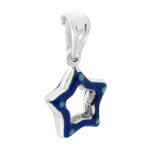 Ciondolo per Bimbo e Bimba con Stella smaltata Blu in ARGENTO 925