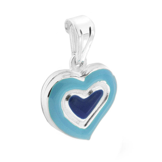 Ciondolo per Bimbo e Bimba con Cuore smaltato Azzurro in ARGENTO 925
