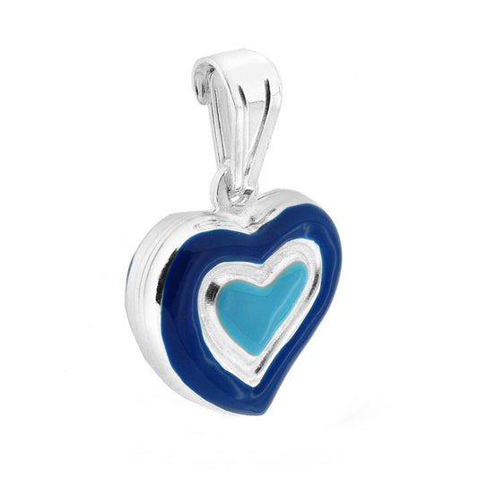 Ciondolo per Bimbo e Bimba con Cuore smaltato Blu in ARGENTO 925