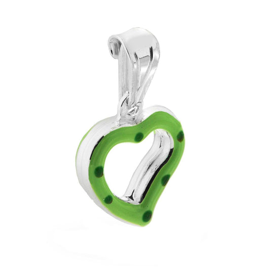 Ciondolo per Bimbo e Bimba con Cuore smaltato Verde in ARGENTO 925