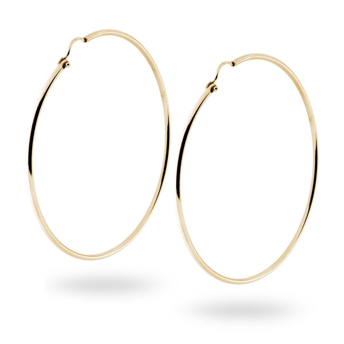 Orecchini a Cerchio Lisio mm 74 con canna mm 2 in ARGENTO 925 Galvanica Oro