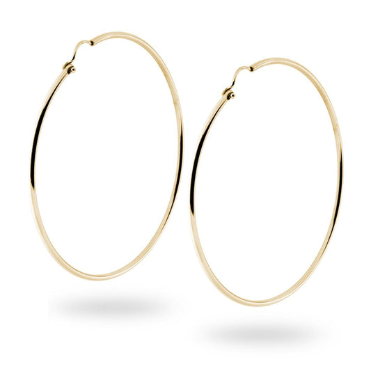 Orecchini a Cerchio Lisio mm 74 con canna mm 2 in ARGENTO 925 Galvanica Oro