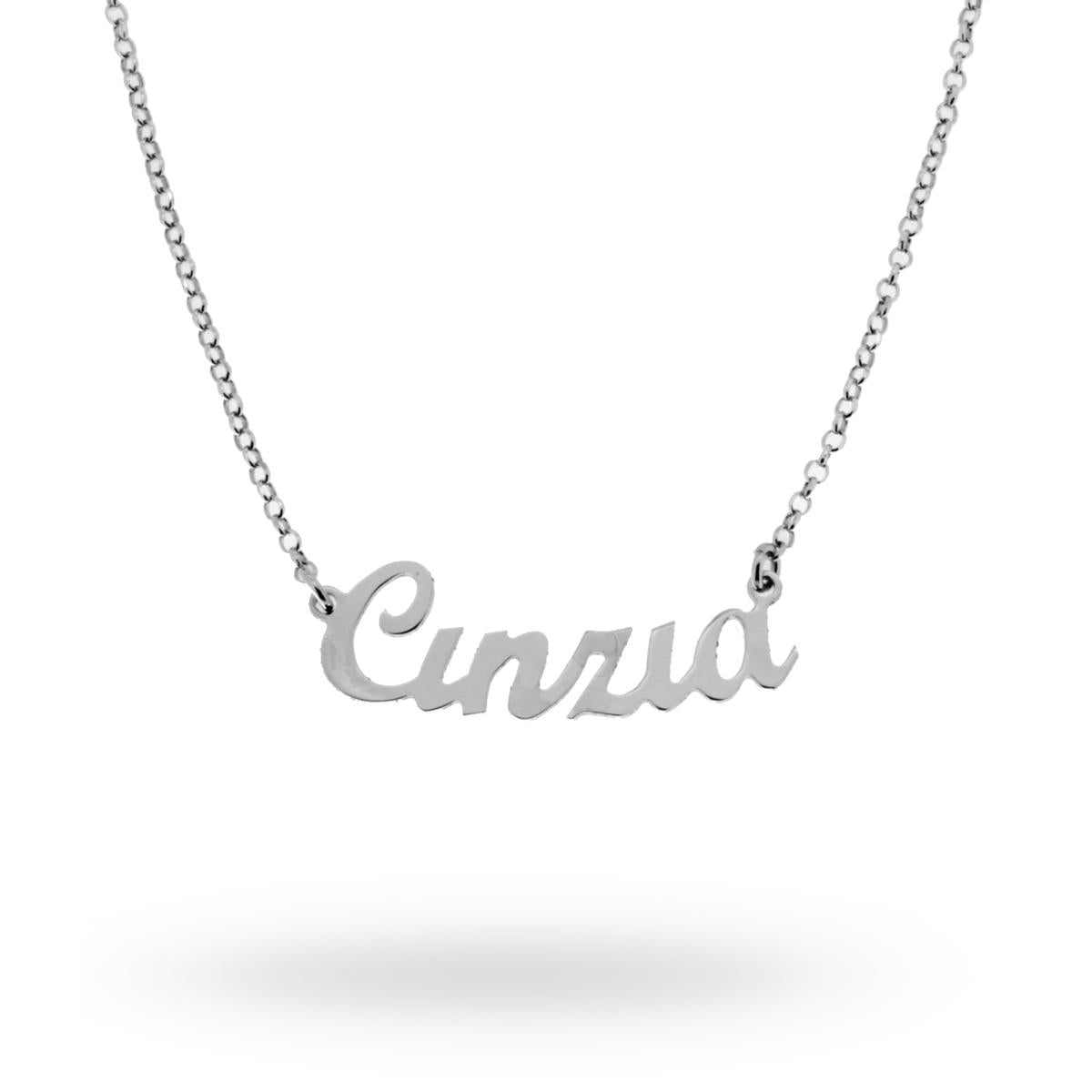 Collana nome Cinzia in ARGENTO 925 Galvanica Rodio