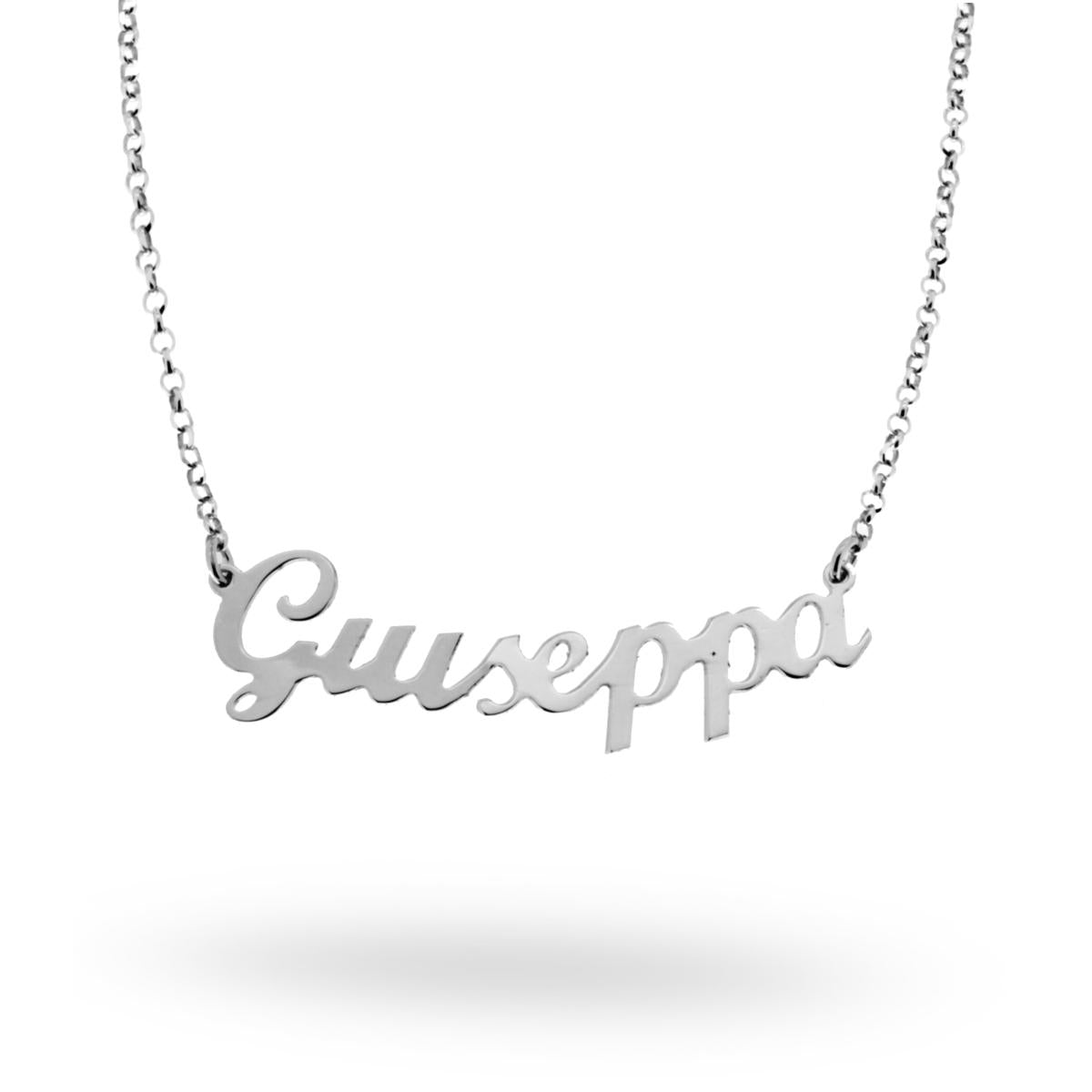 Collana nome Giuseppa in ARGENTO 925 Galvanica Rodio