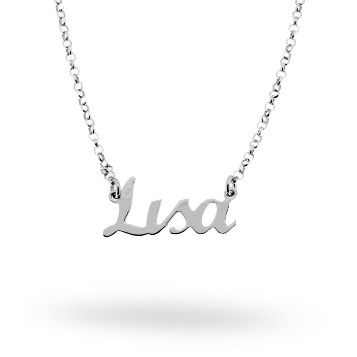 Collana nome Lisa in ARGENTO 925 Galvanica Rodio