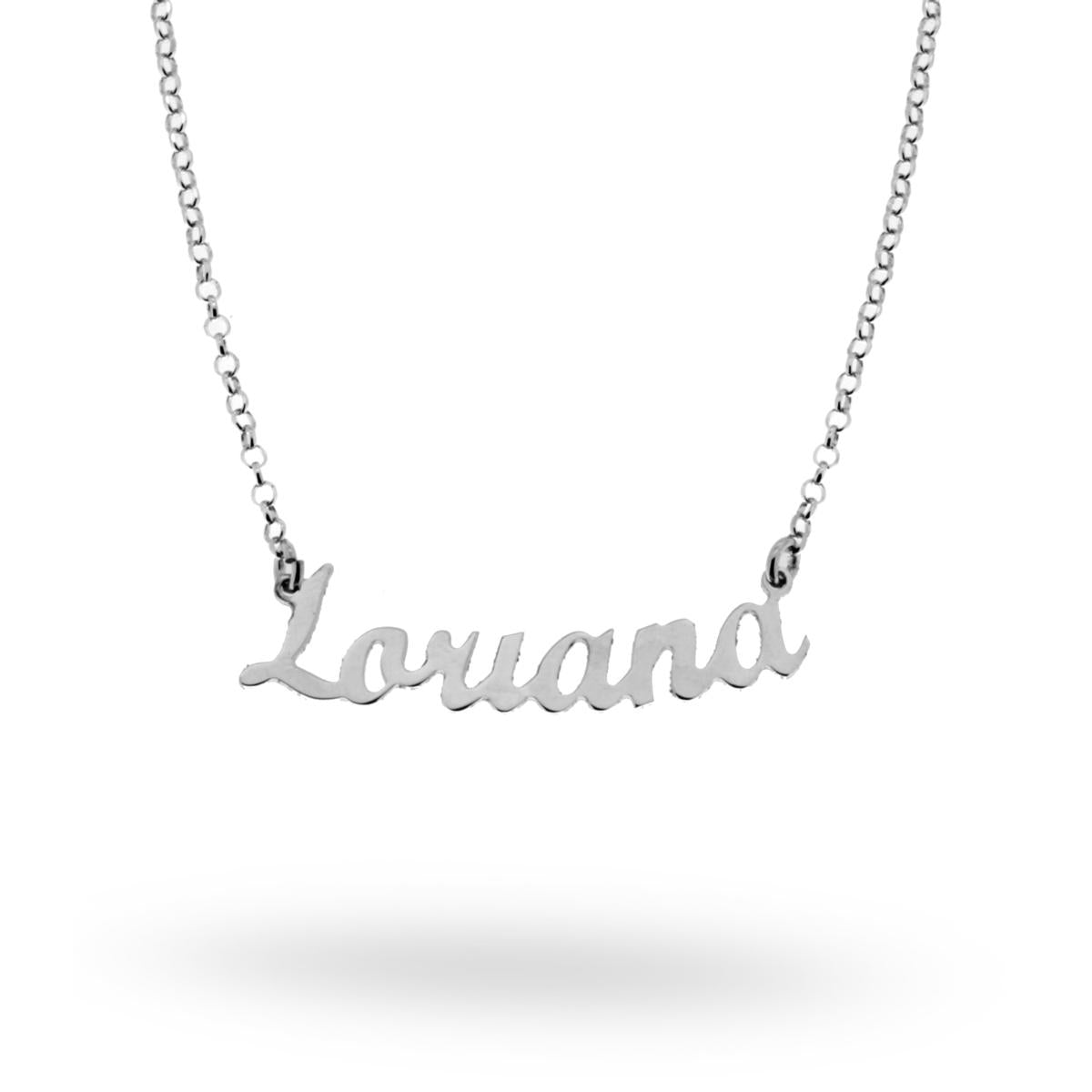 Collana nome Loriana in ARGENTO 925 Galvanica Rodio