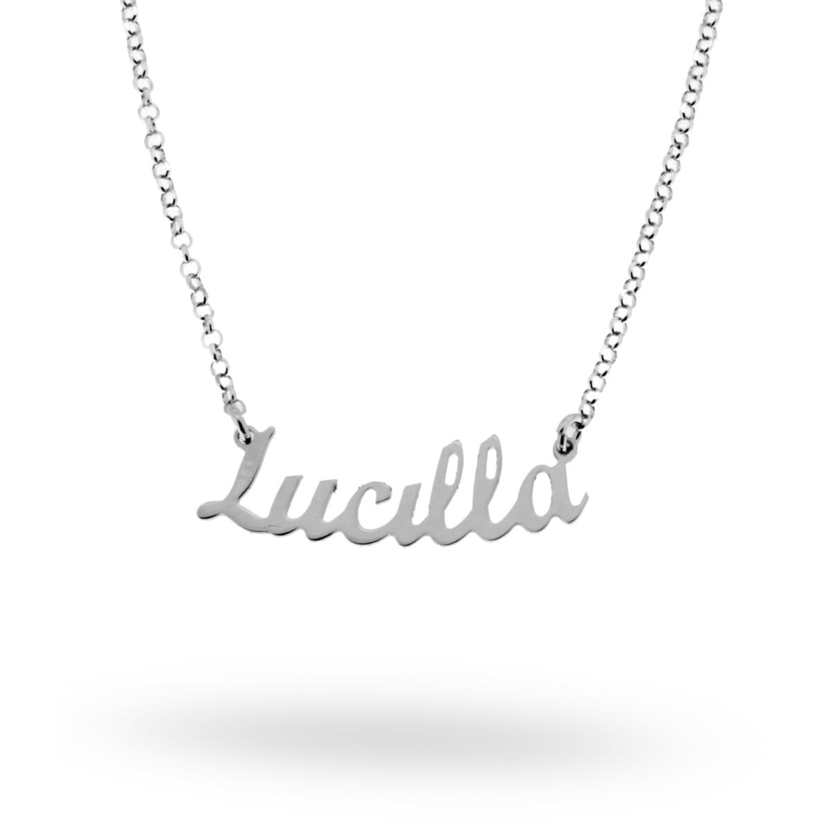 Collana nome Lucilla in ARGENTO 925 Galvanica Rodio