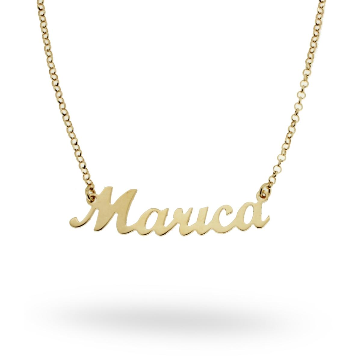 Collana nome Marica in ARGENTO 925 Galvanica Oro