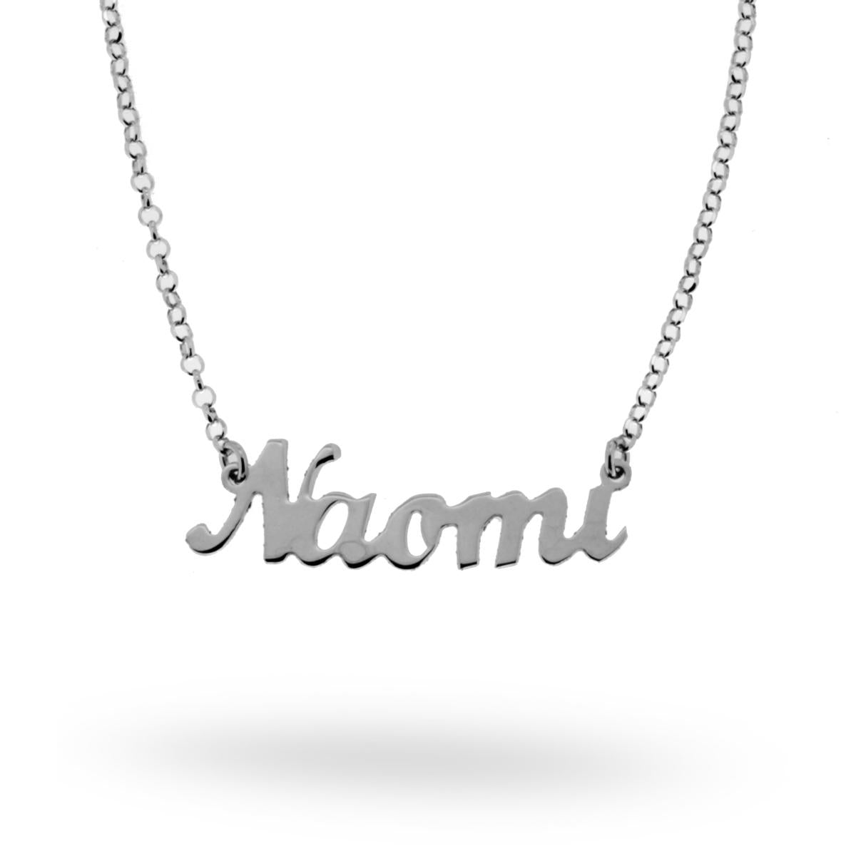 Collana nome Naomi in ARGENTO 925 Galvanica Rodio