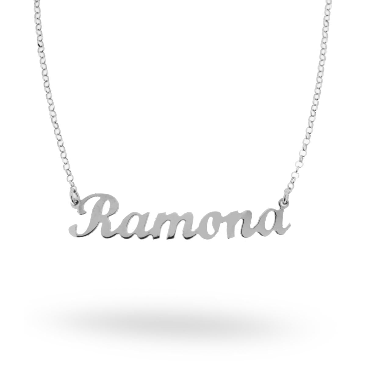 Collana nome Ramona in ARGENTO 925 Galvanica Rodio
