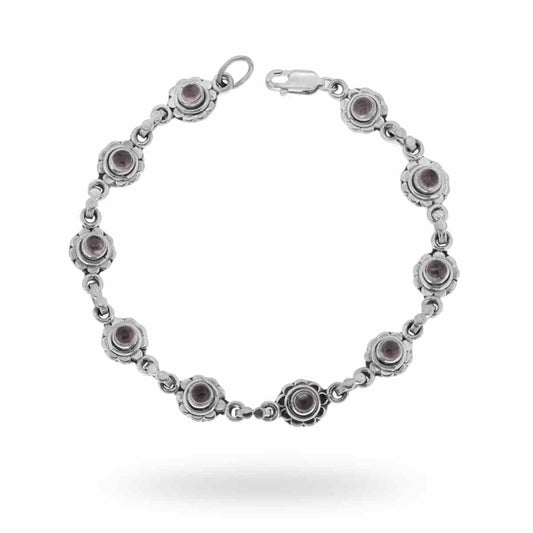 Bracciale Etnico Thailandese con Pietre Quarzo Rutilato in ARGENTO 925
