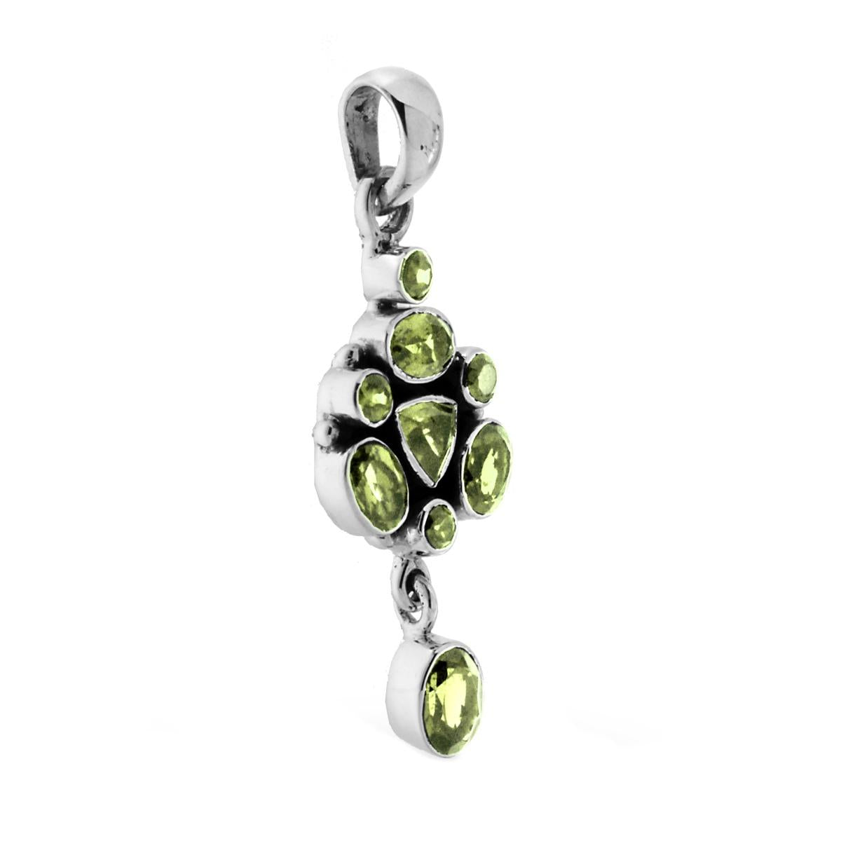 Ciondolo Etnico Thailandese con Pietre Verde Peridoto in ARGENTO 925