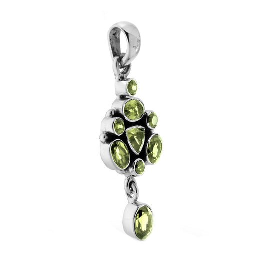 Ciondolo Etnico Thailandese con Pietre Verde Peridoto in ARGENTO 925