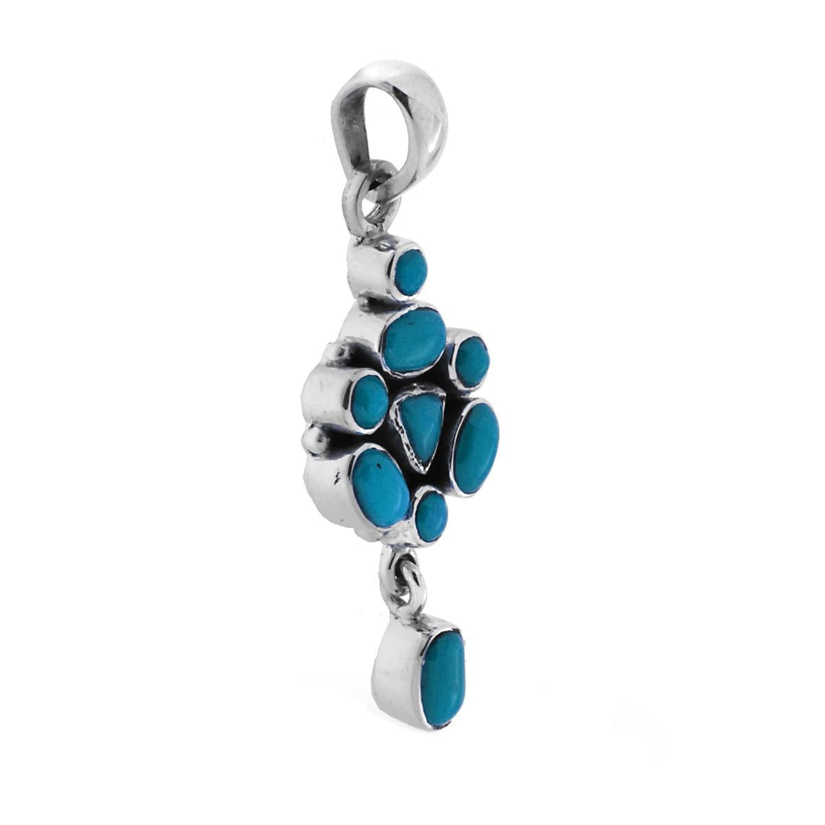 Ciondolo Etnico Thailandese con Pietre Turchese in ARGENTO 925