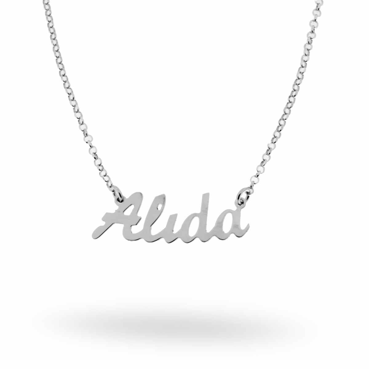Collana nome in corsivo Alida in ARGENTO 925 Galvanica Rodio