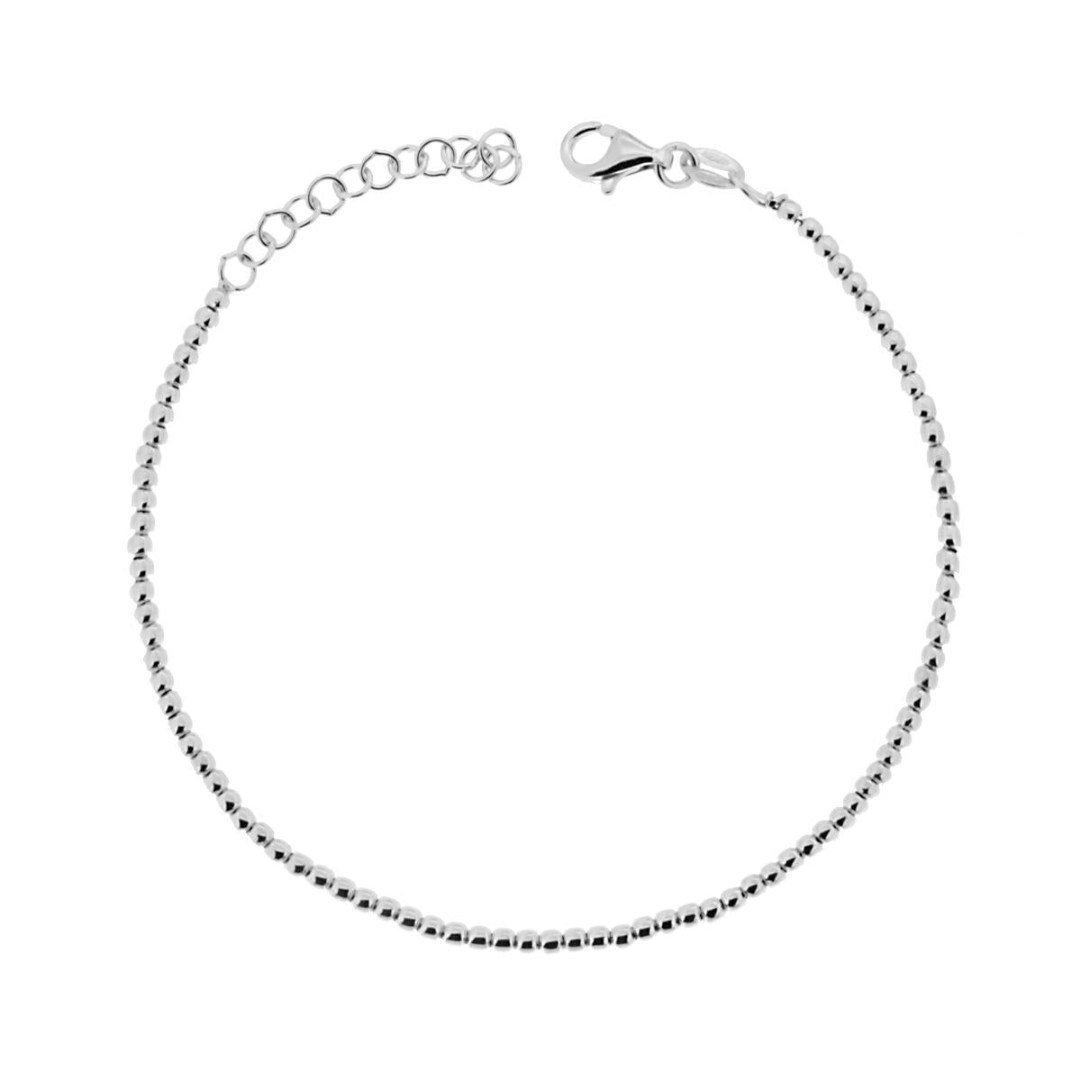 Bracciale con Palline Sfere mm 2 in ARGENTO 925 Galvanica Rodio