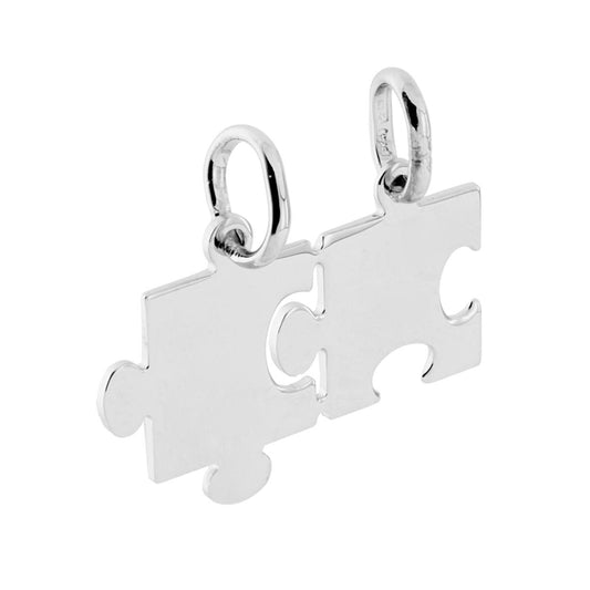 Ciondolo Puzzle plain Spezzato che si spezza in ARGENTO 925 Galvanica Rodio