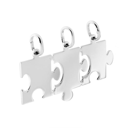 Ciondolo Puzzle Spezzato che si spezza per Amicizia in ARGENTO 925 Galvanica Rodio