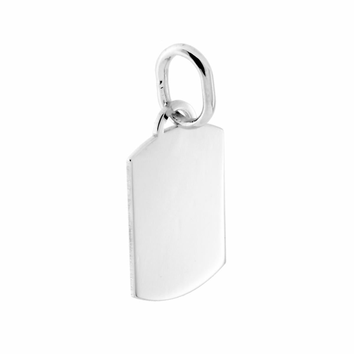 Ciondolo Piastrina Medaglietta per incisione mm 18x12 a forma Rettangolare plain in ARGENTO 925 Galvanica Rodio