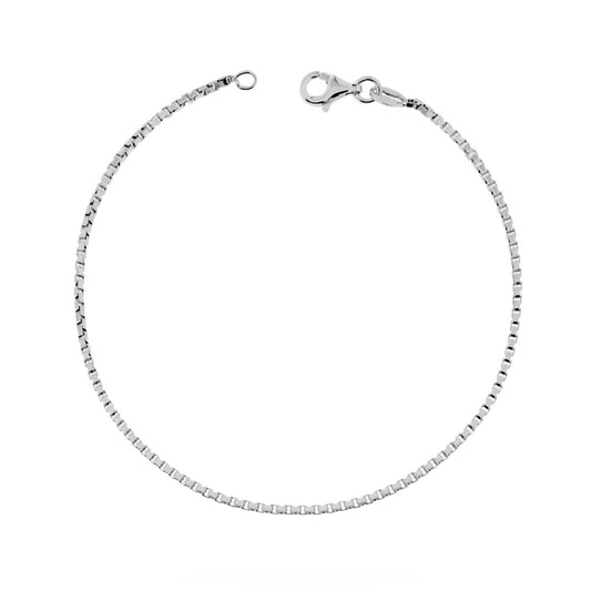 Bracciale Catena Veneziana diamantata mm 1.5 in ARGENTO 925 Galvanica Rodio