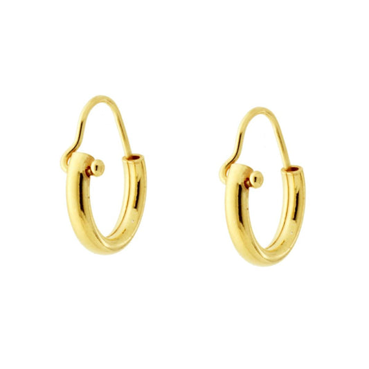 Orecchini Cerchio mm 12 con canna tubolare mm 2.3 in ARGENTO 925 Galvanica Oro