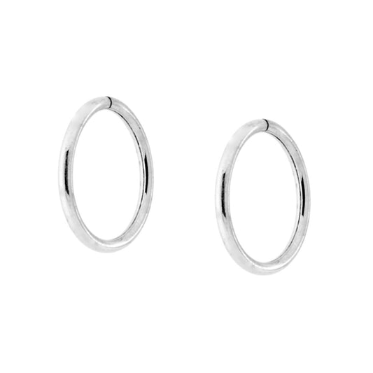 Orecchini Cerchio mm 15 con canna tubolare mm 1.2 in ARGENTO 925 Galvanica Rodio