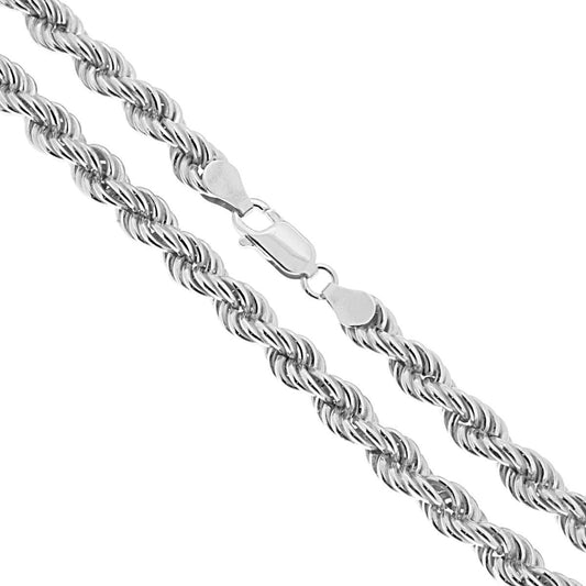 Collana Catena Corda sezione mm 6.5 lunghezza cm 45 in ARGENTO 925 Galvanica Rodio