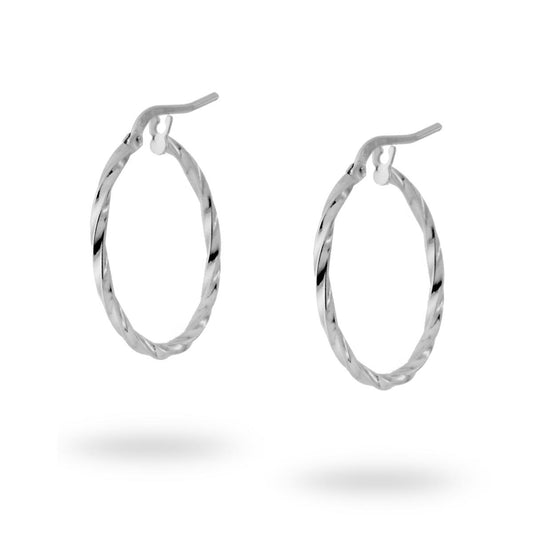 Orecchini Cerchio mm 25 con canna ritorta mm 1.8 in ARGENTO 925 Galvanica Rodio