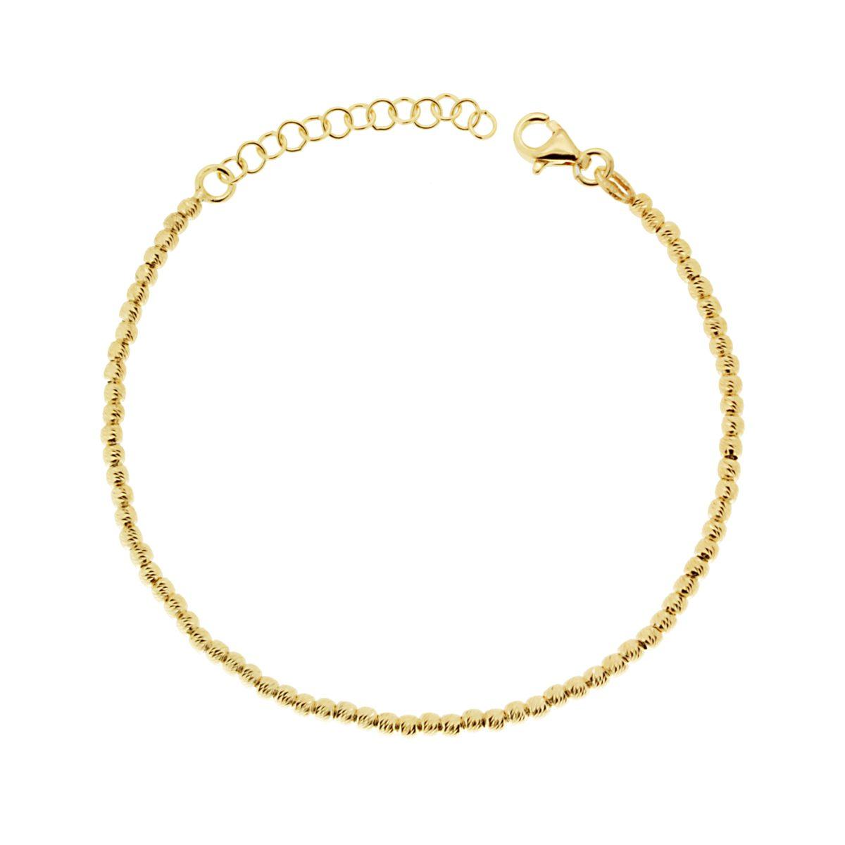 Bracciale con Palline Sfere diamantate mm 2.5 in ARGENTO 925 Galvanica Oro