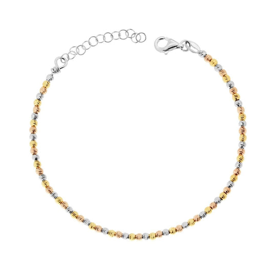 Bracciale con Palline Sfere diamantate mm 2.5 in ARGENTO 925 Galvanica Oro Rodio e Rosa