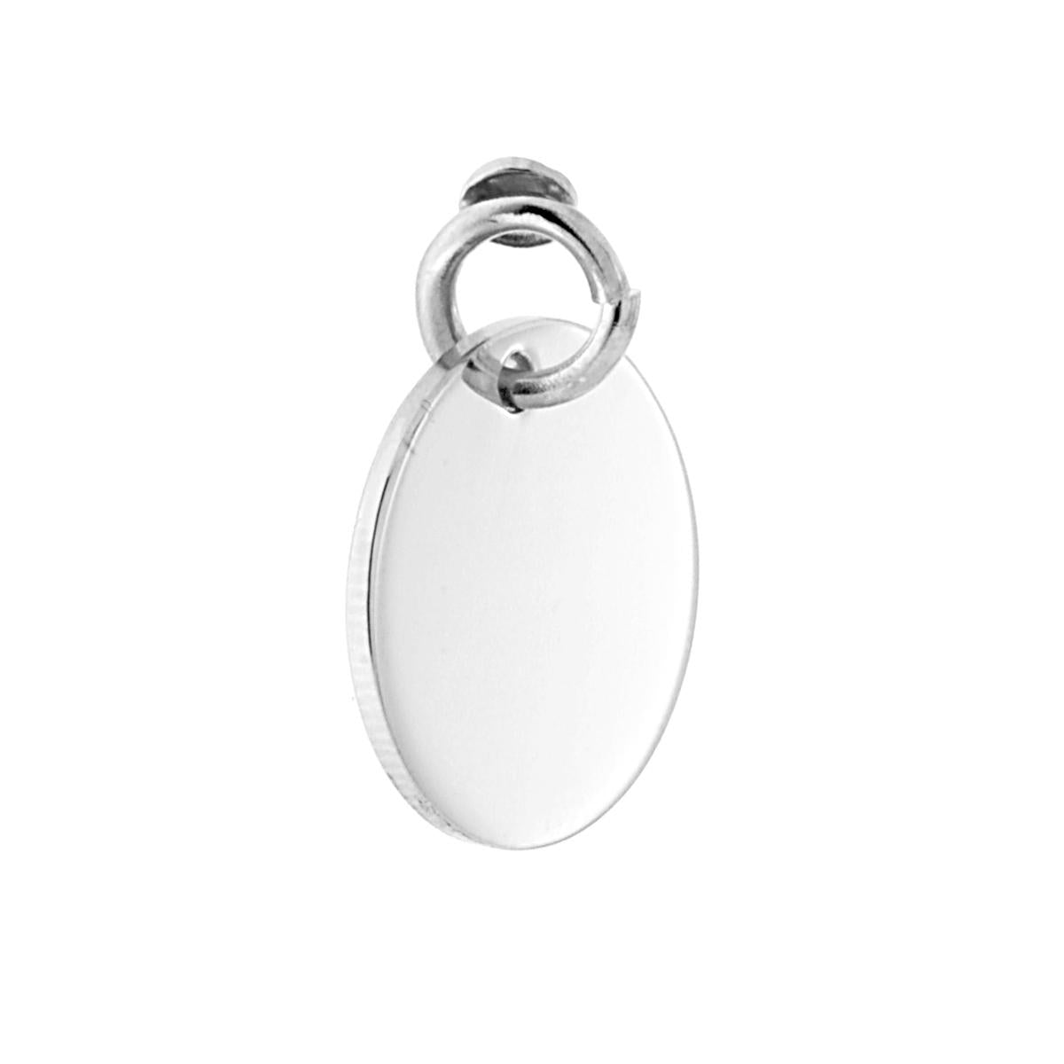 Ciondolo Piastrina Medaglietta per incisione mm 15 a forma tonda plain in ARGENTO 925 Galvanica Rodio