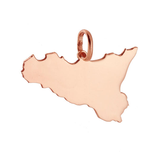 Ciondolo con sagoma plain a forma di Sicilia mm 21x30 in ARGENTO 925 Galvanica Rosa