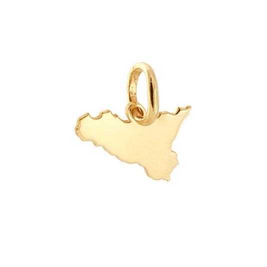 Ciondolo con sagoma plain a forma di Sicilia mm 10x15 in ARGENTO 925 Galvanica Oro