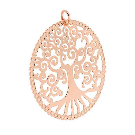 Ciondolo Medaglione mm 50 Albero della Vita plain in ARGENTO 925 Galvanica Rosa
