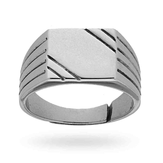 Anello Chevalier Rettangolare in ARGENTO 925 Rodiato