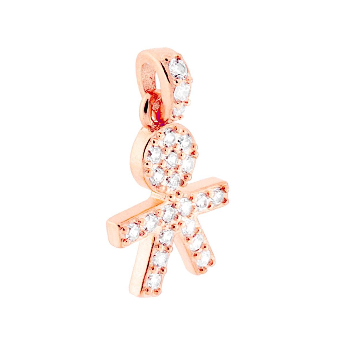 Ciondolo Bimbo con Zirconi Bianchi in ARGENTO 925 Galvanica Rosa