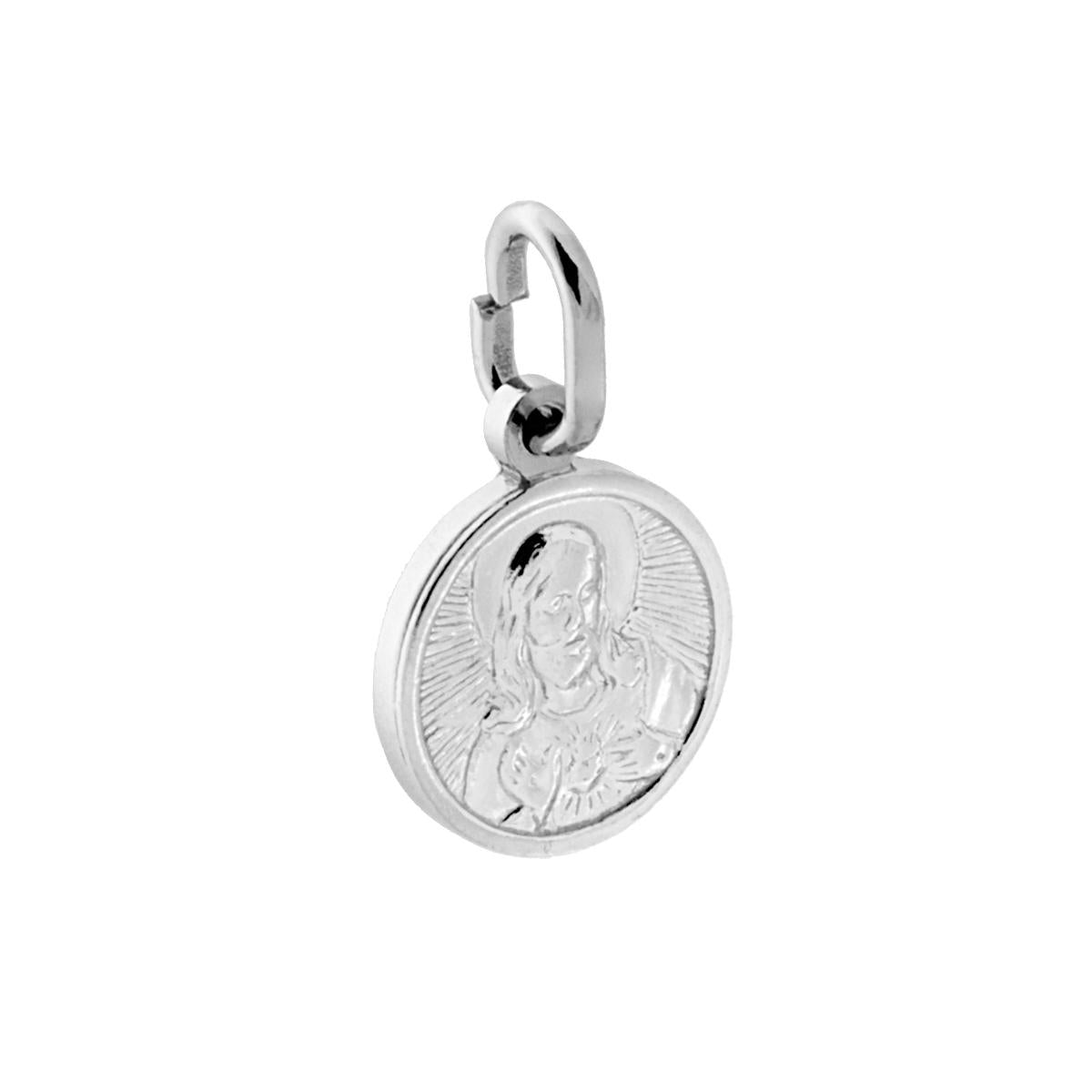 Ciondolo Sacro rotondo con Cristo mm 11 in ARGENTO 925 Galvanica Rodio