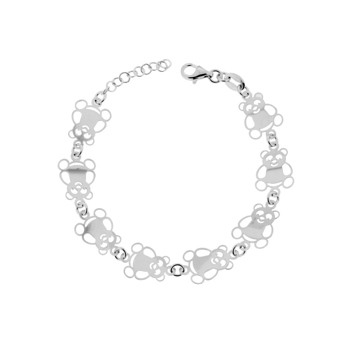 Bracciale Bimbo Bimba Catena di Panda in ARGENTO 925 Galvanica Rodio