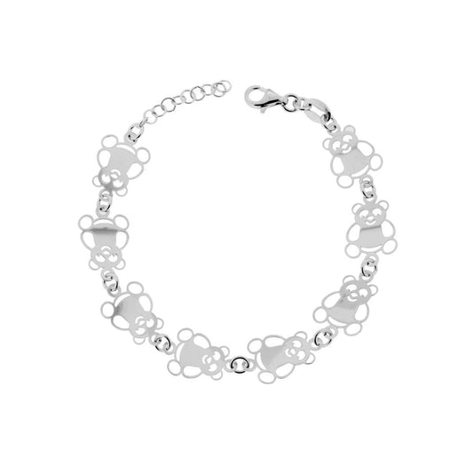 Bracciale Bimbo Bimba Catena di Panda in ARGENTO 925 Galvanica Rodio