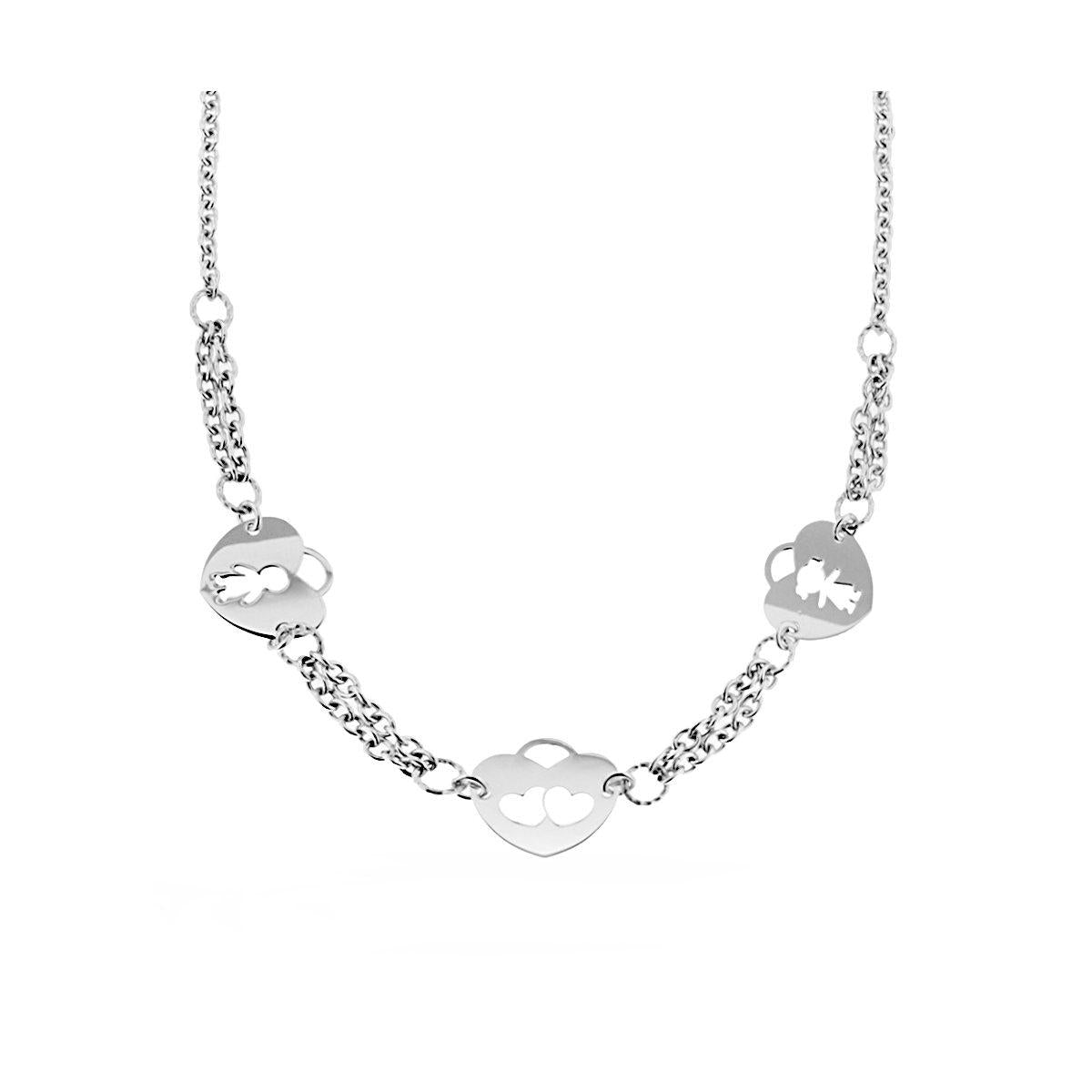 Collana Catena Rolo con Cuori Bimba Bimbo in ARGENTO 925 Galvanica Rodio