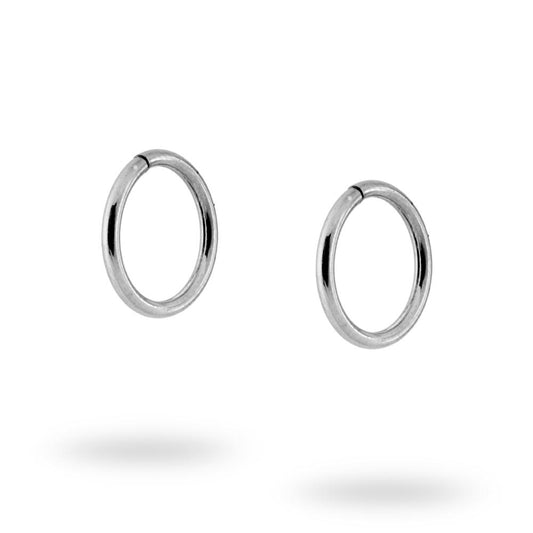 Orecchini Cerchio mm 10 con canna tubolare mm 1.2 in ARGENTO 925 Galvanica Rodio