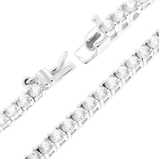 Collana Tennis Griffe cm 45 con Zirconi Bianchi 2 mm in ARGENTO 925 Galvanica Rodio