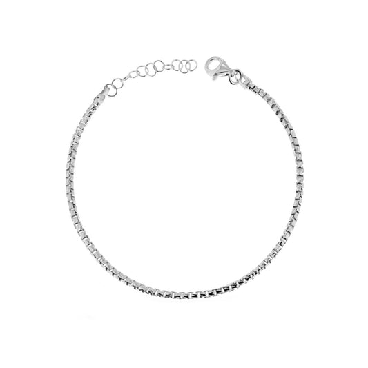 Bracciale Catena Veneziana Tonda Rigata mm 1.8 in ARGENTO 925 Galvanica Rodio