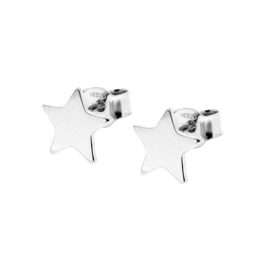 Orecchini Stella Plain mm 9.4 in ARGENTO 925 Galvanica Rodio
